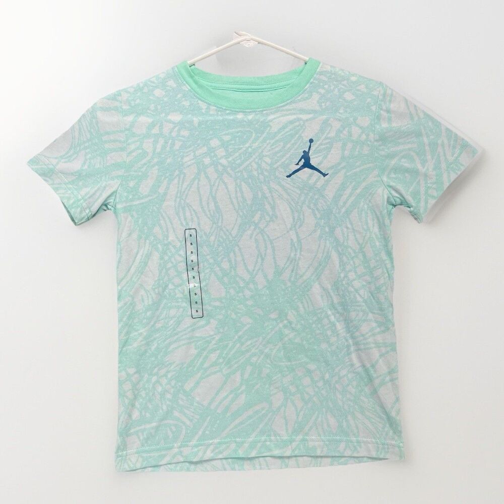 Jordan Net Flight AOP Short Sleeve T-Shirt 95D200-E8G Youth Small Emerald Rise